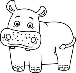 Hand drawn hippo character illustration, vector