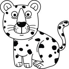 Hand drawn jaguar character illustration, vector