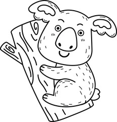 Hand drawn koala character illustration, vector