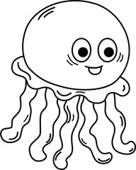 Hand drawn jellyfish character illustration, vector