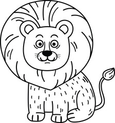 Hand drawn lion character illustration, vector