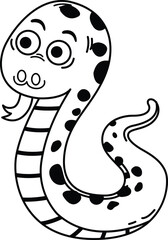 Hand drawn snake character illustration, vector