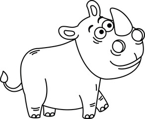 Hand drawn rhino character illustration, vector