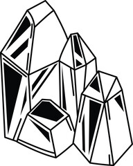 illustration of quartz crystal outline white on background vector