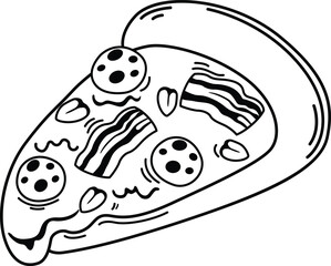 illustration of pizza slice outline white on background vector