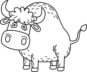 illustration of colorful ox outline white on background vector