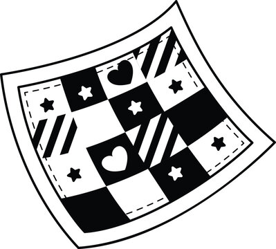 illustration of colorful quilt outline white on background vector