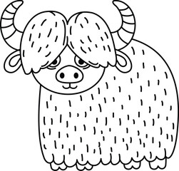 Hand drawn yak character illustration, vector