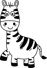 Hand drawn zebra character illustration, vector