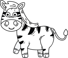 Hand drawn zebra character illustration, vector