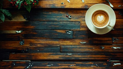 coffee cup on wooden table