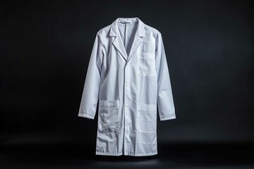 Lab coat on black - obrazy, fototapety, plakaty