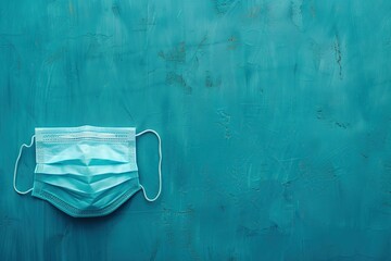 Surgical mask on blue background