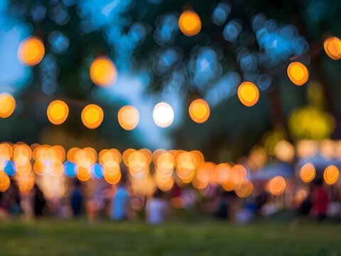 Abstract blur image of day festival in garden with bokeh for background usage
