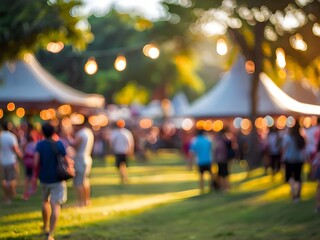 Abstract blur image of day festival in garden with bokeh for background usage