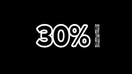 Looped animated video with a 30 percent figure. Business themed video concept with a 30 percent discount sale price. Sale price promotion.