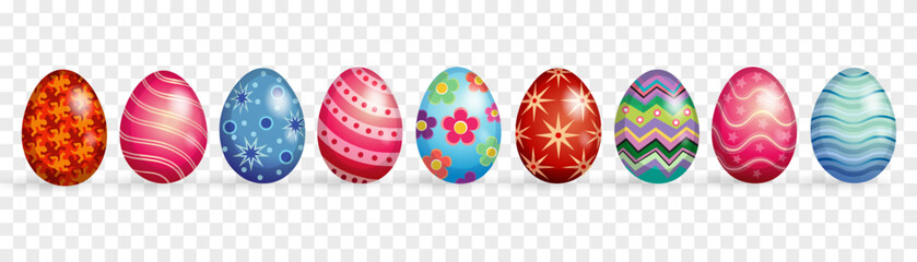 Easter egg. Eggs character set isolated on png backgraund. Cute eggs, spring festive concept. Cartoon holiday vector character