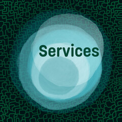Services Turquoise Green Texture Circular Text Square 