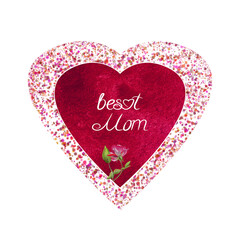 Best Mom,Mother's day heart with colorful blossom . - 780472001