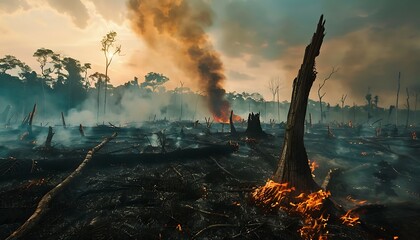 Environmental Crisis, Deforestation Fuels Climate Change through Fire and Logging, Amplifying Global Warming