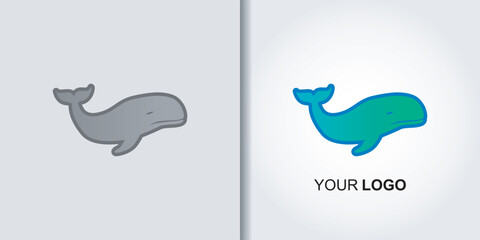 blue whale logo set