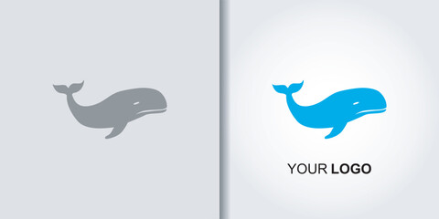 blue whale logo set