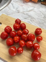 tomatoes on a table