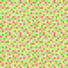 Pixel background lime and strawberry colours. Vector seamless pattern, pixelation. Colorful pixel dots mosaic background, wallpaper