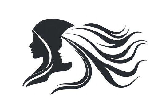 women veils silhouette and hairstyles illustration logo