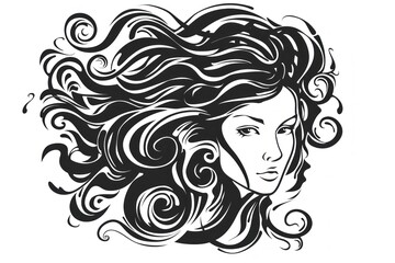 girl with swirling hair isolated vector illustration