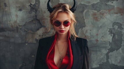 business woman as devil