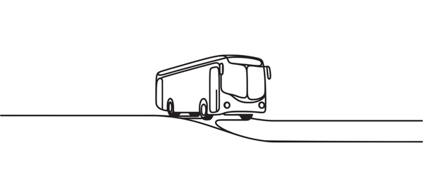 Continuous line drawing of a bus, vector illustration, public transport. bus travel concept. © Hanna