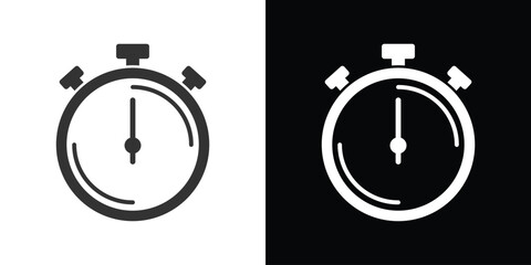 stopwatch vector icon on black and white - obrazy, fototapety, plakaty