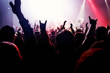 Energetic Concert Crowd Silhouettes -the electrifying atmosphere of a live concert.