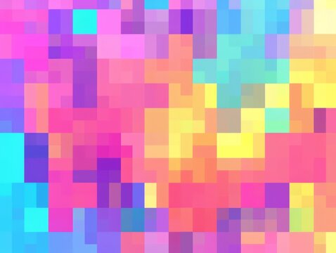 A pattern of colorful squares in violet and purple tone, pink tiles texture illustration, AI generated.