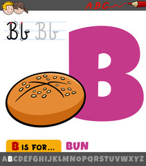 letter B from alphabet with cartoon bun food object