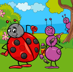 cartoon ant and ladybug insect animal characters - 780478670