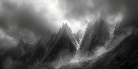 peaks of high mountains, banner