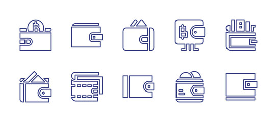 Wallet line icon set. Editable stroke. Vector illustration. Containing online wallet, wallet, bitcoin wallet.