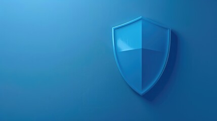 Digital security blue shield symbol. Cybersecurity or data protection concept background with free place for text