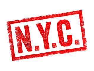 N.Y.C. stands for New York City, it is commonly used as an abbreviation for the city located in the state of New York, United States, text concept stamp