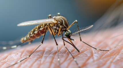 a photo of a mosquito stinging a human, AI Generative - obrazy, fototapety, plakaty