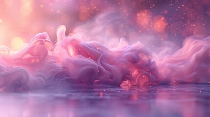 elegant light lilac background, gracefully merging into a polished floor, adorned with delicate wisps of smoke, AI Generative