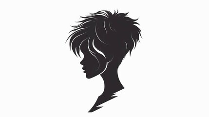 pixie cut hair logo on white background
