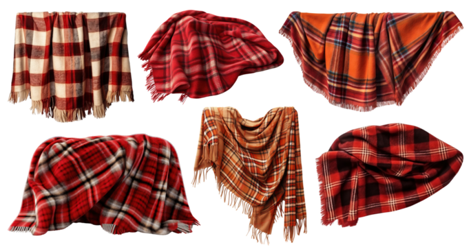 Set of checkered plaids, cut out