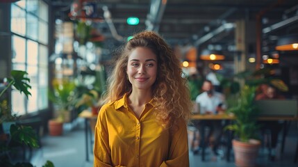 Fototapeta premium Ragazza casual sorridente in ufficio