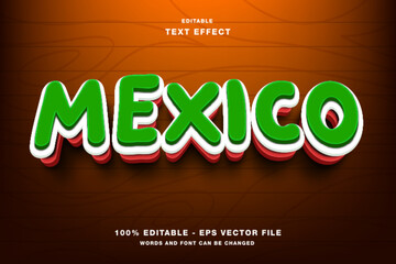 Mexico 3d Editable Text Effect Template Style Premium Vector