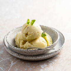 Traditional homemade citrus ice cream