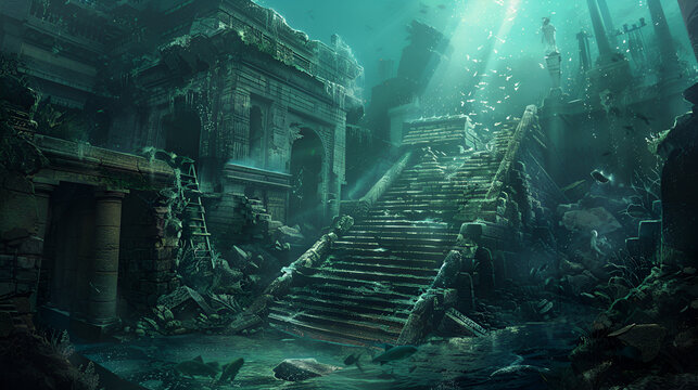 Underwater dwaraka city , generative ai