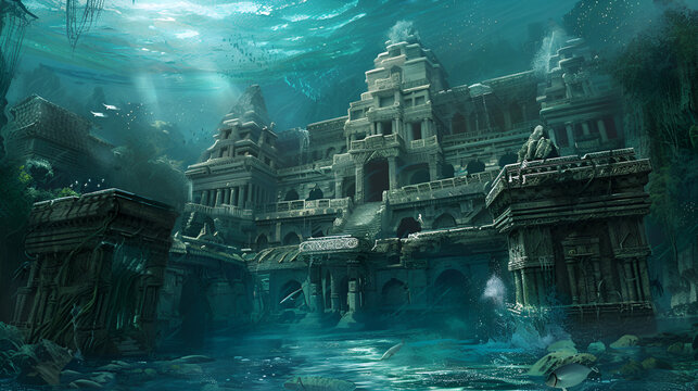 Underwater dwaraka city , generative ai